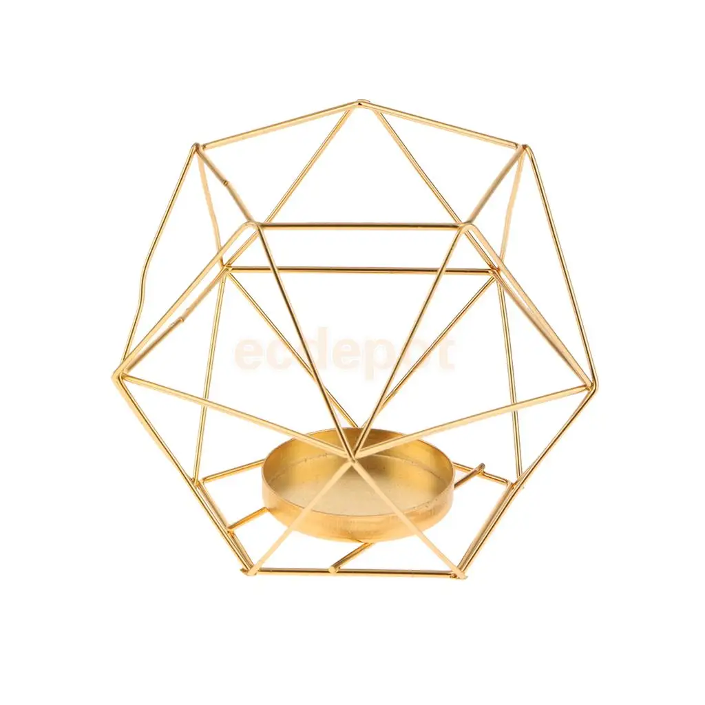 Iron Wire 3D Geometric Tea Light Holder Candle Holder Lantern Table Top Desk Shelf Display Window Box Case	