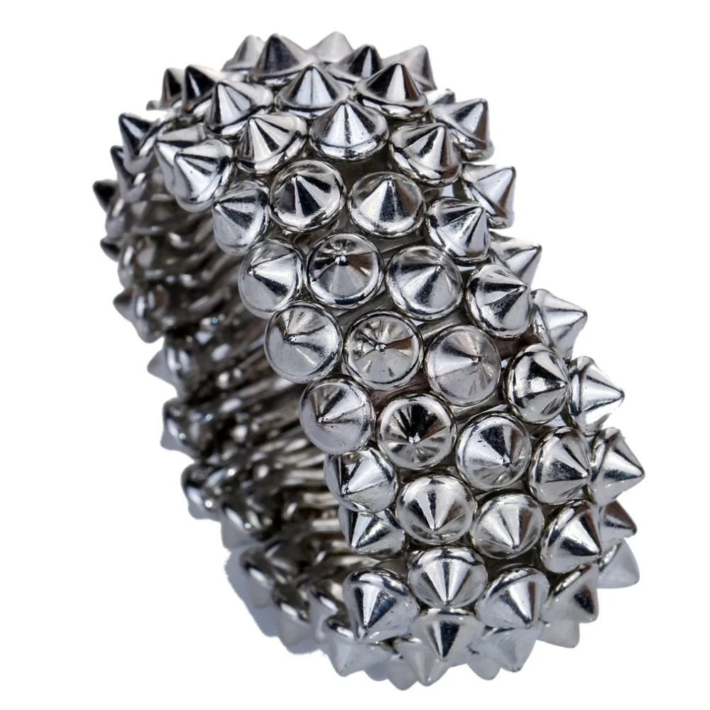 

Yazilind Vintage Spike Rivet Design Silver Plated/Light Black Tone Resin Stretch Bangle Bracelet Gothic Punk Rock Biker