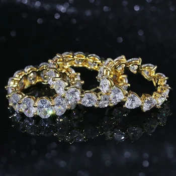 

(3 Types)1 Row Full Iced Out Bling Cubic Zirconia Mens Women Rings Geometric Heart Ring Jewelry Gold Silver Color Ring For Gifts