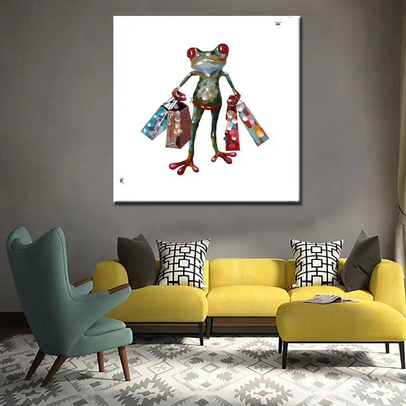 Art Poster &quotFrog&quot Animal Canvas Painting Wall Pictures for Living Room Decoration Picture Bedroom | Дом и сад