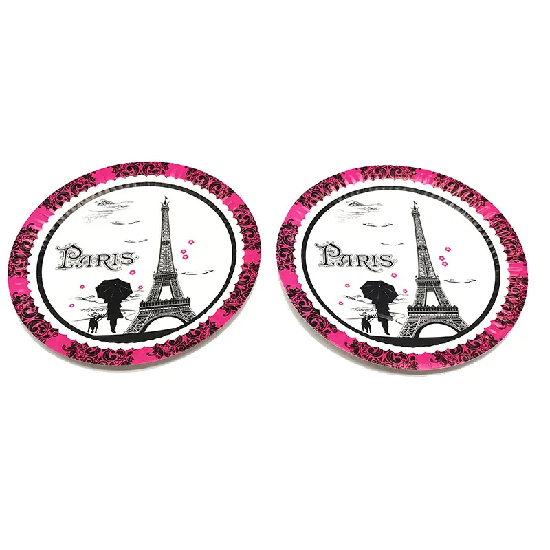 

10pcs/lot Eiffel Tower theme plates kids birthday party supplies Eiffel theme paper dishes Eiffel Tower disposable square dishes