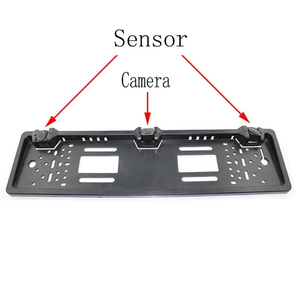 Auto Rearview System European License Plate Video Parking Sensor Reversing Radar with HD Rear View Backup Camera No Drill Holes