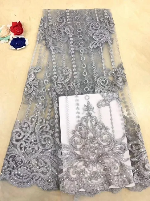 Nigerian Lace Fabrics High Quality Lace African Cord Lace Fabric Mint Green French Tulle Lace Fabric For Wedding Dress X11 - Цвет: As Picture