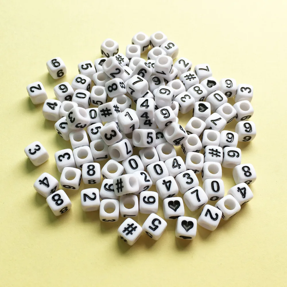 Acrylic Blank Beads #1609 Square Beads Acrylic Cube Beads Acrylic Spacer Beads 6mm White Cube Beads