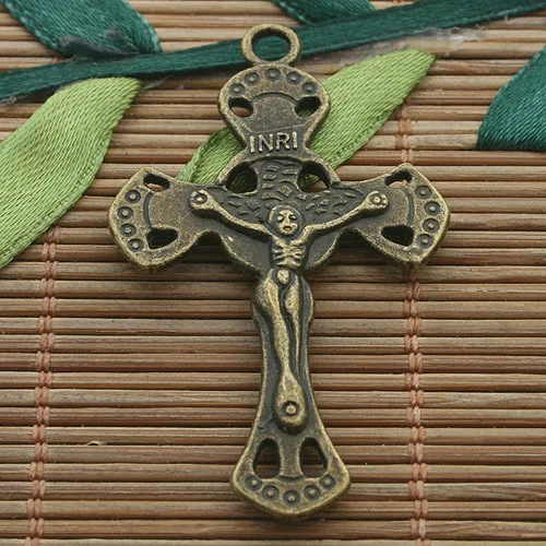

8pcs antiqued bronze tone cross crucifix charms h3292