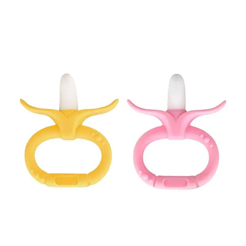 

Soft Silicone Cartoon Fruits Banana Toddler Molar Teeth Pain Relief Tool Kids Teether Educational Toy Baby Shower Gift