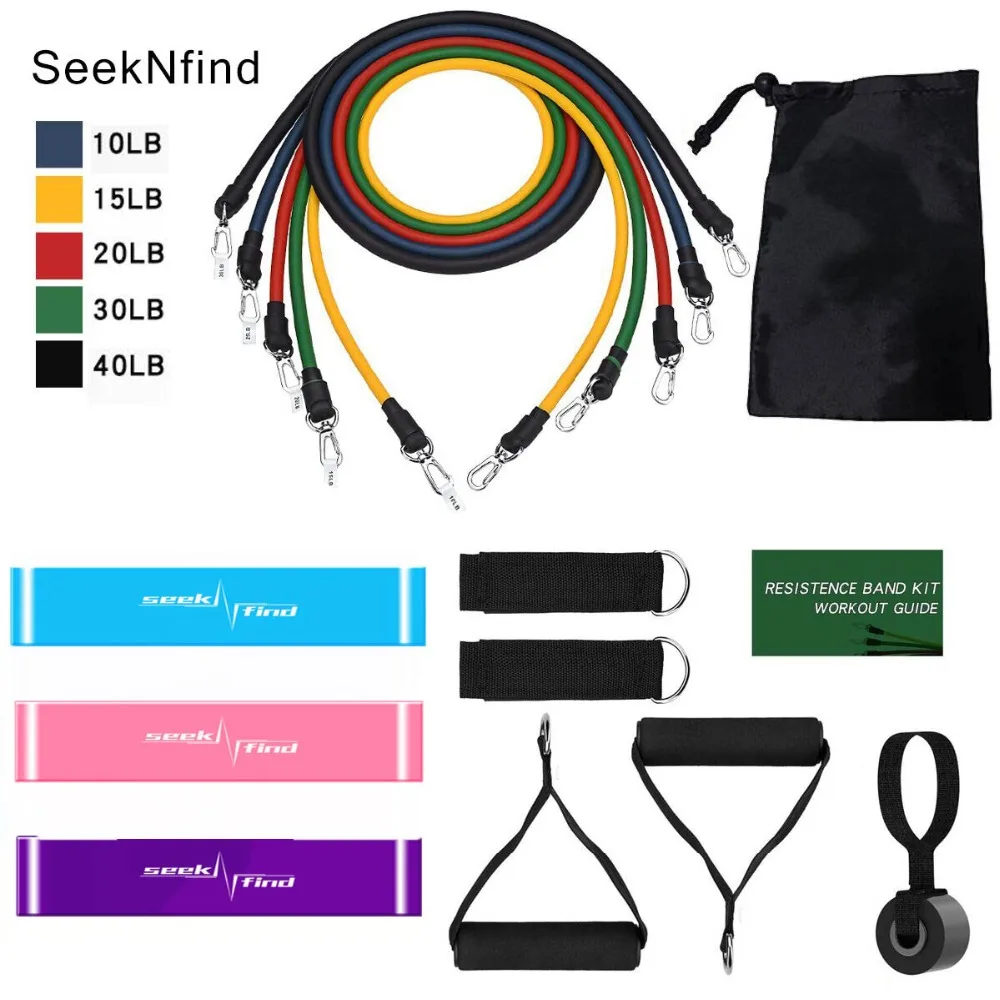 17 pçs bandas de resistência conjunto expansor yoga exercício de fitness tubos de borracha banda estiramento treinamento em casa ginásios treino elástico puxar corda|Faixas de resistência| - AliExpress