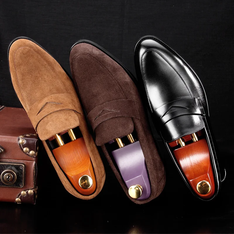 New Arrival Round Toe Man Casual Shoes Suede Leather Comfortable Male Loafers Formal Designer Brand Men's Work Boat Flats MG65 | Обувь