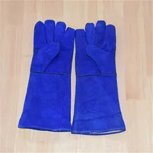 Защитные перчатки длинные кожаные электросварочные перчатки, устойчивые к высокой температуре стойкие огнестойкие изоляционные толстые сварщику перчатки