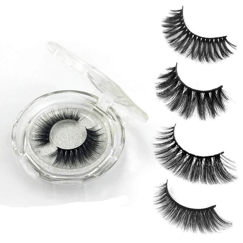 

3d mink eyelashes handmade false eyelash transparent band fake eyelashes thick lashes round box makeup lashes 1 pair