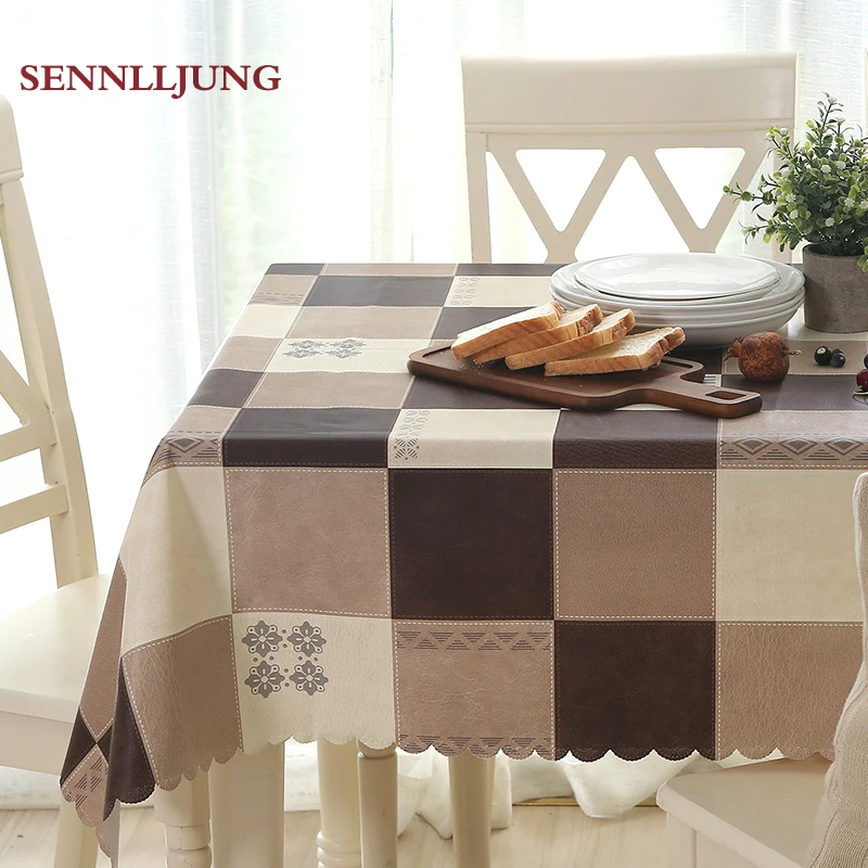

waterproof PVC tablecloth simple plaid printing multi-function rectangular round tablecloth tablecloth home kitchen decoration