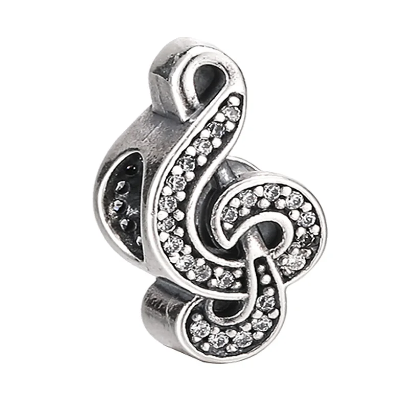 

Authentic 925 Sterling Silver Bead Charm Cute Sweet Music Note With Crystal Bead Fit Pandora Bracelet Bangle Diy Jewelry