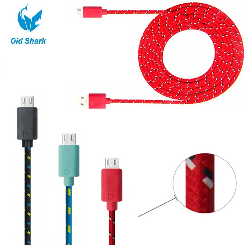 3 М 10 Футов Повышенной Прочности Ткани Плетеный USB Мужчина к Micro Синхронизации