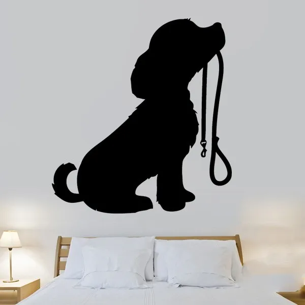 Cute Puppy Lead Dog Vinyl Wall Decal Home Sticker Decor Wall Decoration