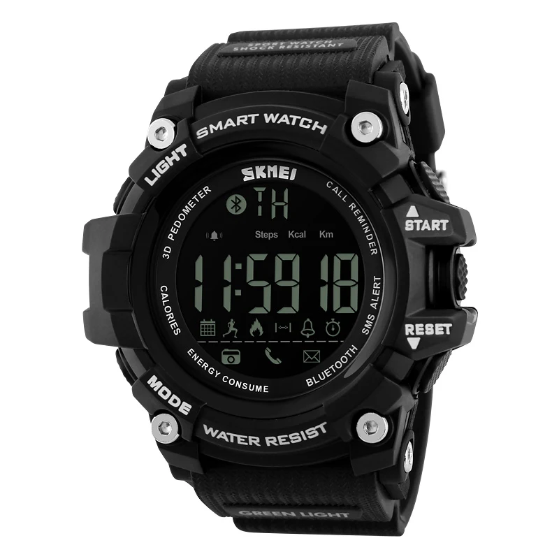 SKMEI модные уличные спортивные Смарт-часы мужские Bluetooth многофункциональные фитнес-часы 5 бар водонепроницаемые цифровые часы Reloj Hombre - Цвет: Smart Black 1227