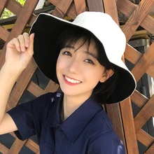 Двусторонняя носить сплошной цвет вдоль рыбак шляпа женский японский для отдыха солнцезащитный крем Обложка тени рыбак hat