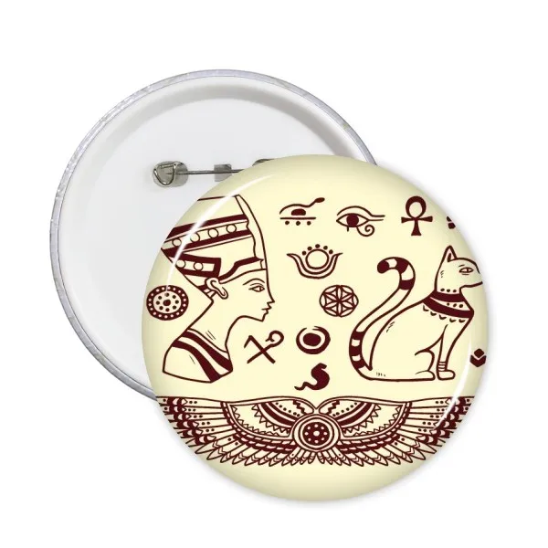 

Ancient Egypt Abstract Decorative Pattern Sacrifice Pharaoh Black Cat Bast Bastet Art Pattern Round Pins Badge Button