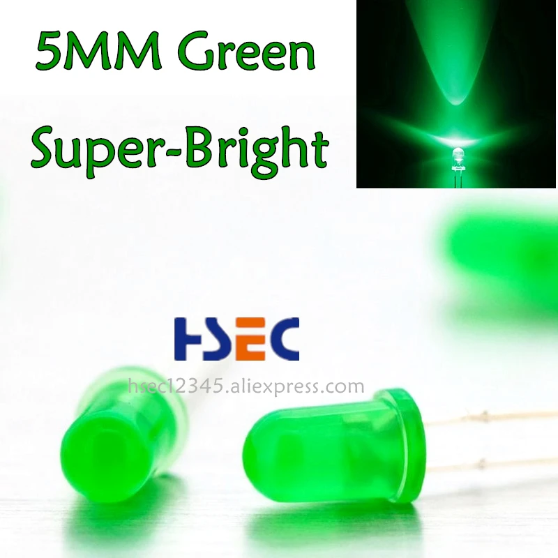 

XRiicha 1000pcs 5MM green led diodes super bright Green turn Green light-emitting led 5MM white red bule yellow led diode