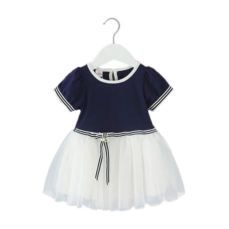 Одежда для маленьких девочек, летнее свадебное платье, хлопковые кружевные платья для новорожденных девочек, одежда для малышей, бальное платье, От 0 до 2 лет - Цвет: Синий