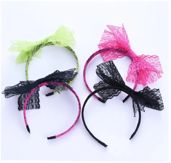 80s Lace Headband Earrings Accessories for 1980s Women Girls Costumes 3