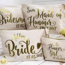 Пользовательские имена Свадьба невесты Make Up Макияж Comestic холст Сумки подарок на свадьбу Сумки zipper