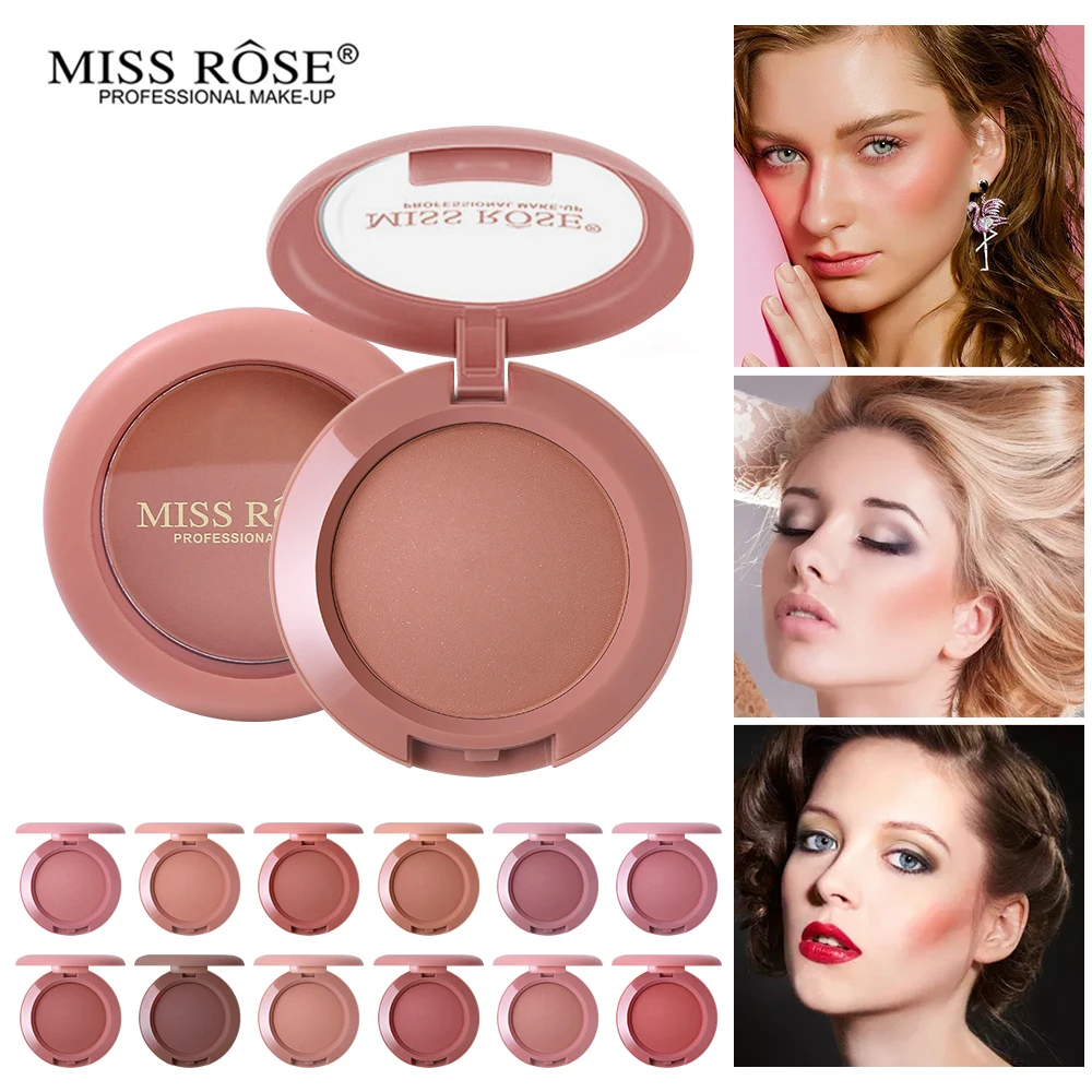Miss Rose 12 цветов румяна палитра макияж для лица матовый Блестящий бронзер пудра