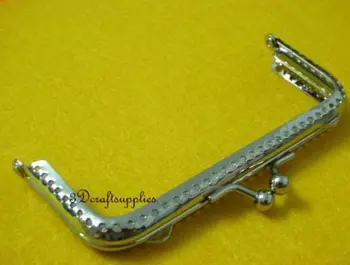 

metal frame sewing bag purse frame square 4 inch silver B57