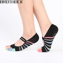 Оптовые носки для йоги с пятью пальцами от производителя, женские носки для йоги с маленьким галстуком, хлопковые нескользящие носки для йоги с круглым носком и открытой спиной