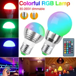 10 шт. E27 E14 RGB светодиодный лампы 3 Вт 5 Вт Цвет Magic пятно света Дистанционное Управление затемнения 24key праздник Светодиодный Ночник 110 В 220 В