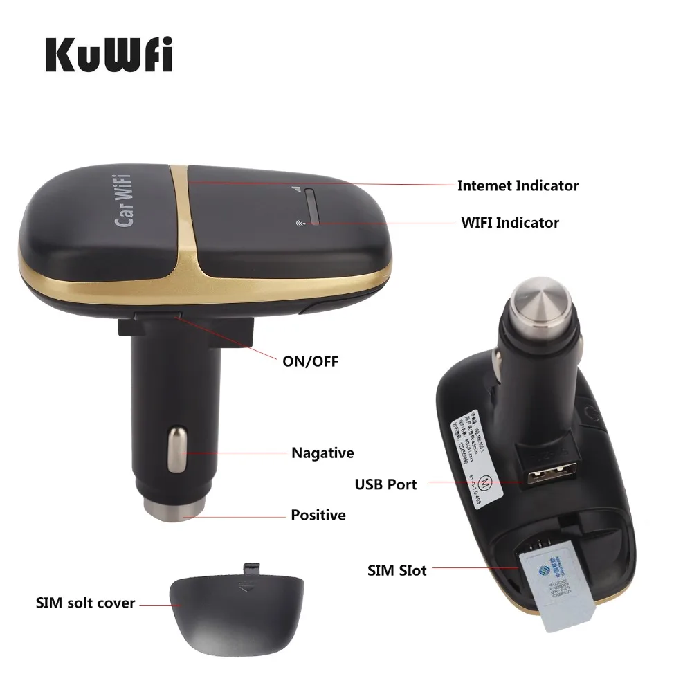 KuWFi разблокированное автомобильное зарядное устройство 150 Мбит/с LTE автомобильный 4G беспроводной маршрутизатор со слотом для sim-карты обеспечивает беспроводной Интернет в автомобиле