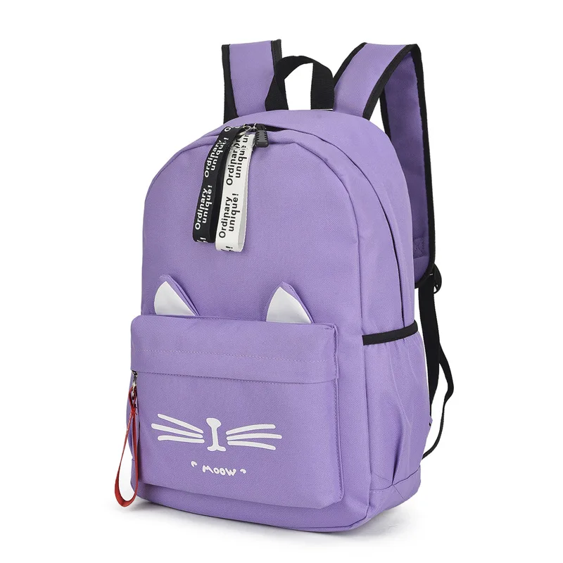 Милые Мультяшные кошачьи уши рюкзак школьные сумки для девочек для подростков Для женщин нейлоновый рюкзак школы Famale подростков Bagpack рюкзак школьный для девочки портфель школьный рюкзаки для девочек - Цвет: Фиолетовый