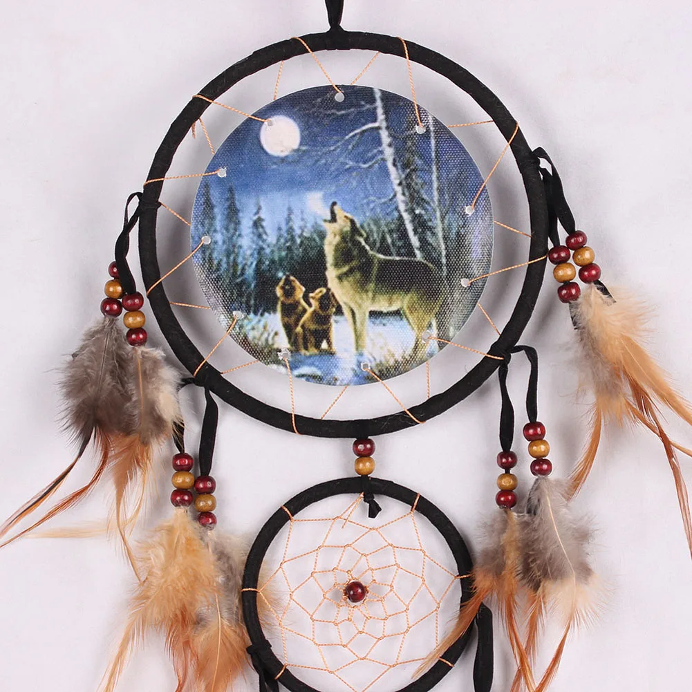 Eagle Bear Wolf Design Handmade Dream Catcher With Feathers Animal Pattern  Car Wall Hanging Decorations Ornament DreamCatcher - AliExpress, image size:1001x1001