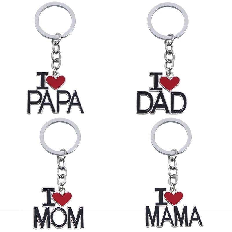 2017 Мода Творческий I Love Papa Mama папа мама брелок сердце Семья красный любовь кольцо