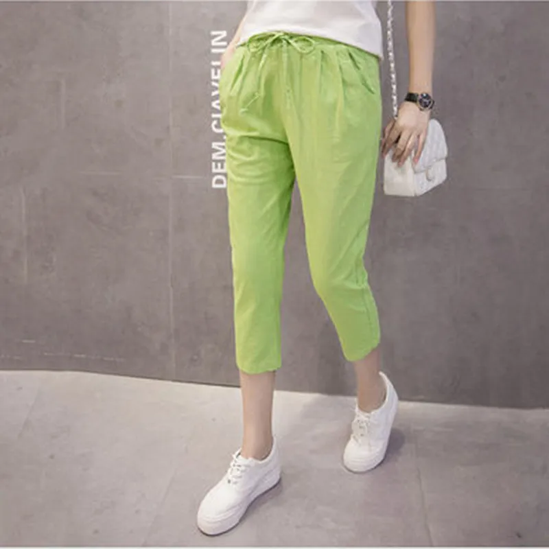 Plus Size 3XL 2019 Summer Loose Elastic Waist Cotton Linen Capris Pants Women Casual Calf-length Harem Pants Plus Size 3XL 2019 Summer Loose Elastic Waist Cotton Linen Capris Pants Women Casual Calf-length Harem Pants