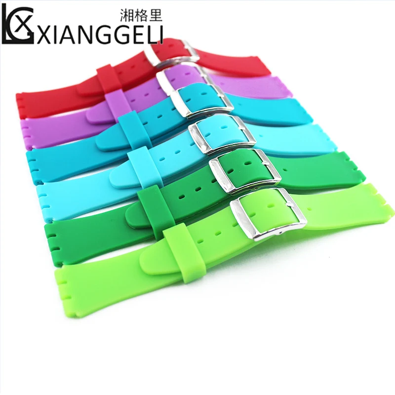 Accessori Per Orologi Cinturino In Silicone Con Fibbia Argento 17Mm 19Mm Per Cinturini Swatch Gb274 Gw164 Suob704 Suow701 Cinturini Per Orologi Da Uom