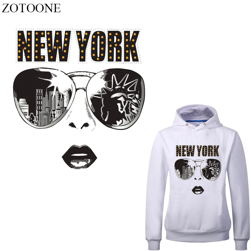

ZOTOONE Iron on NEW YORK Patches for Clothing DIY T-shirt Appliques Washable Girl Patch Stickers Stripes on Clothes Heat Press