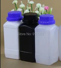 1000 ml 3 pces! Garrafas líquidas plásticas médicas grandes do hdpe do valume com tampões burglarproof para o reagente químico-material do hdpe