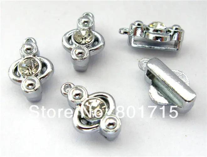 wholesale One Rhinestone 50pcs Slide Hang Charms Internal Dia 8mm Fit 8mm band DIY Charms Fittings