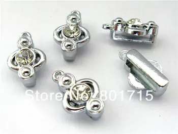 

wholesale One Rhinestone 50pcs Slide & Hang Charms Internal Dia.:8mm(Fit 8mm band)DIY Charms Fittings Accessory as gift