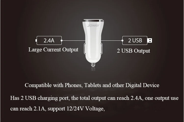 JOWAY 2 USB выход Автомобильное зарядное устройство 2.4A Макс(реальная) Быстрая зарядка+ микро USB кабель Android кабель 2 м 3 м USB шнур провод для samsung htc LG