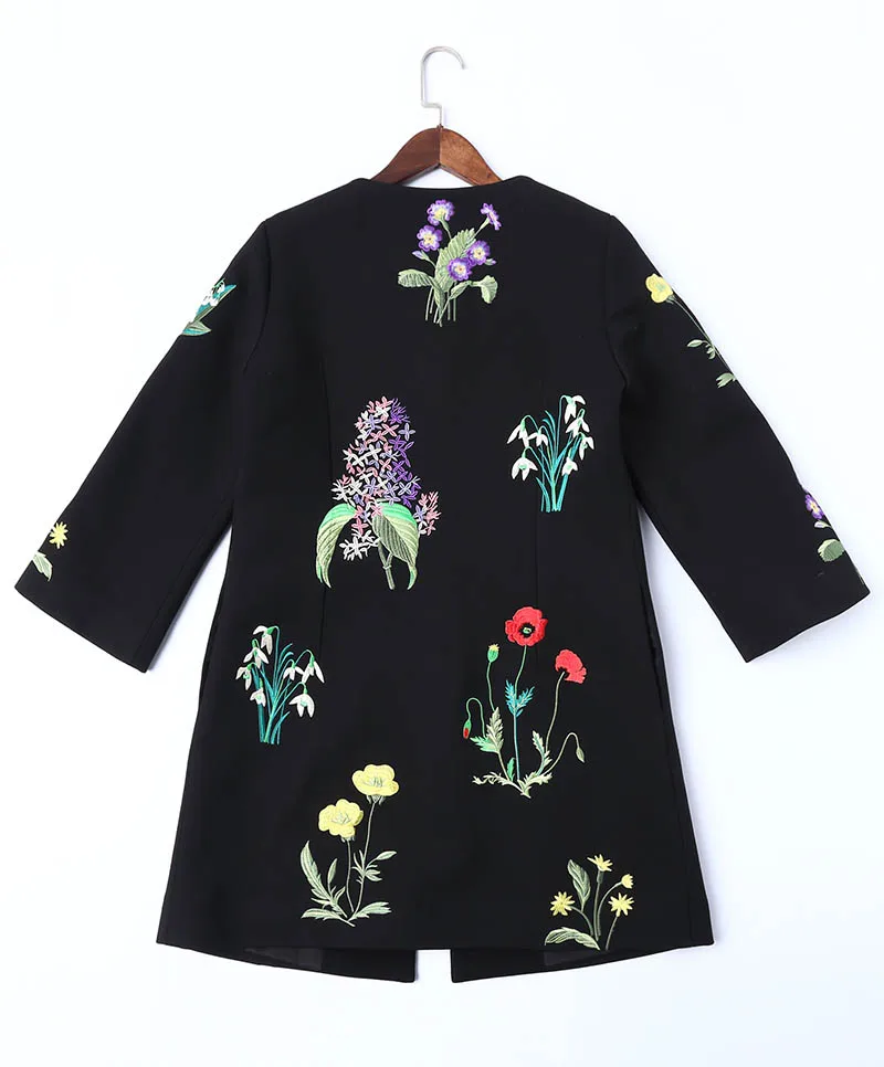 Style Femme Broderie Vintage 5xl Lady Manteaux Manteau D'hiver Plus Chinois Élégant Trench La Piste Nouvelle Taille Royal M Noir Arrivée x8xqwCRI