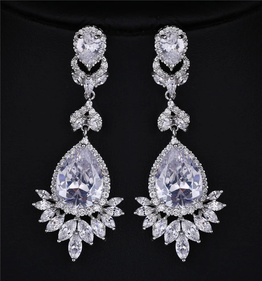 

Vintage Queen Fancy Cubic Zircon Heavy Dangling Earrings best for wedding 4 colors E10058