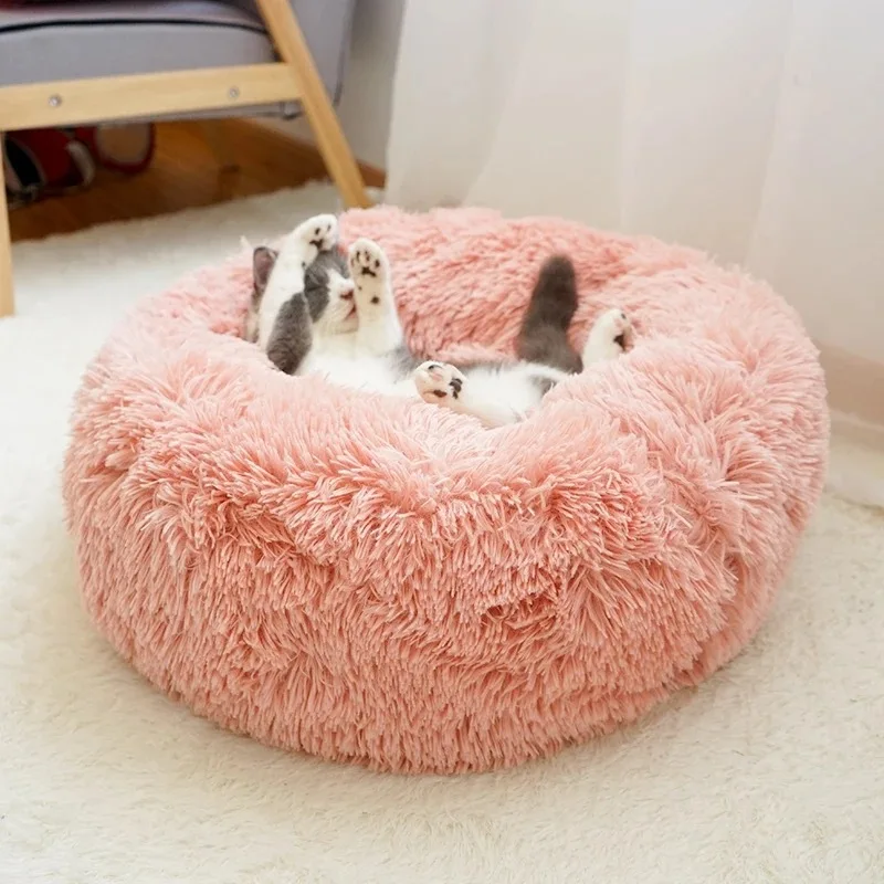 

Round Dog Beds Mats Cuat Long Plush Pet Bed For Cats Breathable Lounger Sofa for Small Medium Dogs Warm Washable Pet House Dog