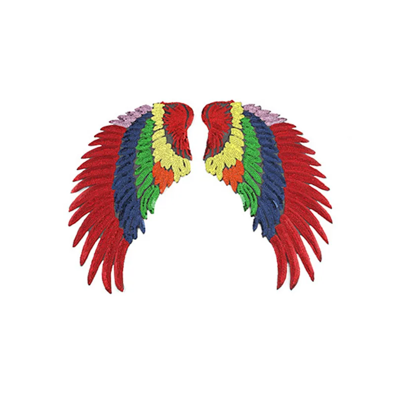 Clothes Patch Iron On DIY Popular Slivery 3 Sizes Wings Patches 3D Feather Golden Sequined Patch Sew On Applique 1Pair - Цвет: Colorful M