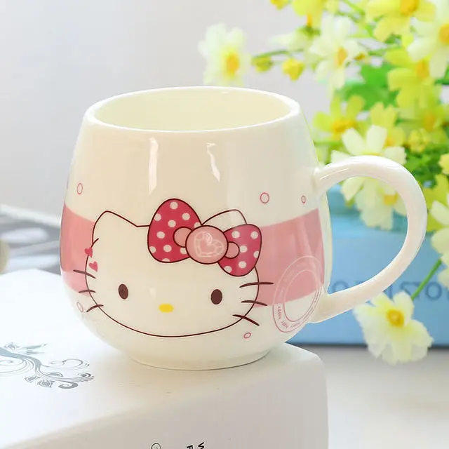 

300ml-400ml KT cat couple ceramic coffee mugs cartoon breakfast milk mug cup suit for office or school gifts