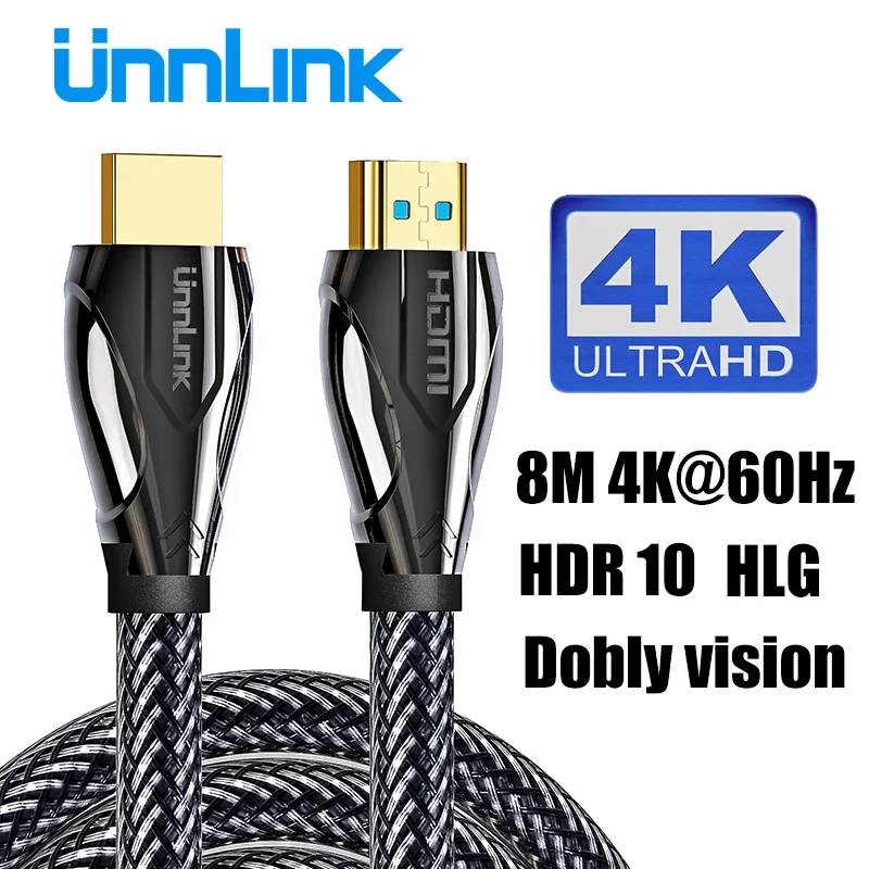 Unnlink Long HDMI Cable HDMI 2.0 4K@60Hz 3m 5m 10m 15m HDCP 2.2 HDR for Projector Splitter Switch PS4 LED TV mi box s Computer