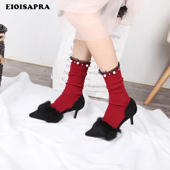 

[EIOISAPRA]Handmade Lace Pearl College Style Princesses Socks Women Japan Harajuku Sokken Heap Heap Calcetines Mujer