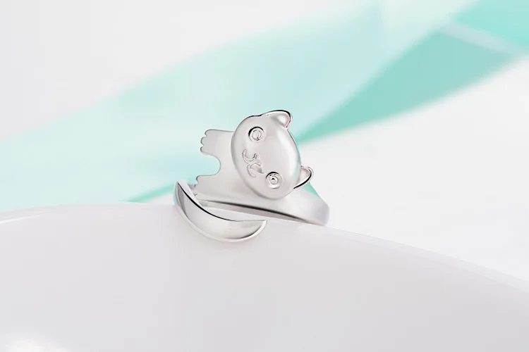 Высокое качество 925 пробы серебро 3D Кот кольцо дизайн милые модные украшения для женщин молодой девушки ребенок подарки