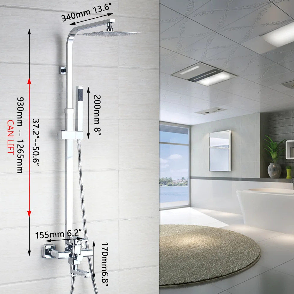KEMAIDI 3 размера светодиодный смеситель для душа набор водопроводный дождевой ручной хромированный квадратный распылитель Ручной верхний душевой набор для ванной комнаты