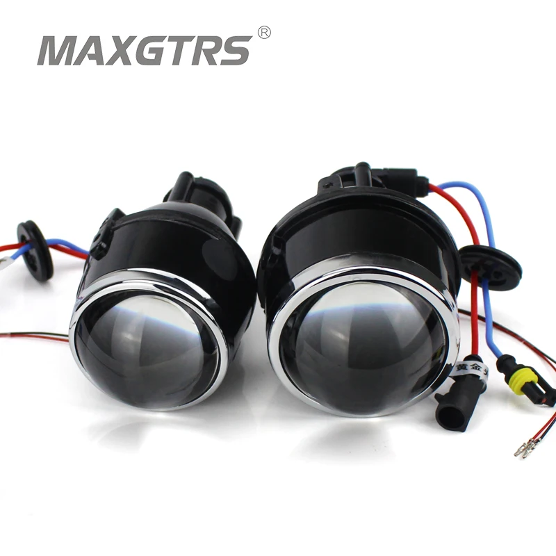 2x Universal HID Bi xenon Fog Lights Projector Lens Driving Lamps